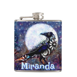 Whimsique Raven Måne Blommigt Personlig Fickplunta