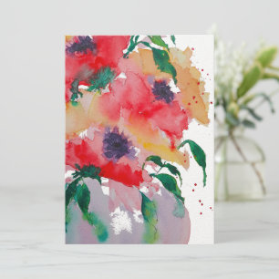 Whimsique Red and Gula blommor i Pinky Vas Tack Kort