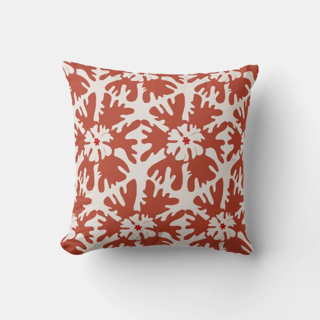 Whimsique Red & Beige Modern julstjärna Kudde (Framsida)