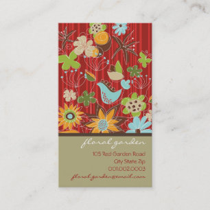 Whimsique Red Blommigt Garden Blooms Modern Chic Visitkort