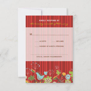 Whimsique Red Blommigt Garden Wedding OSA kort