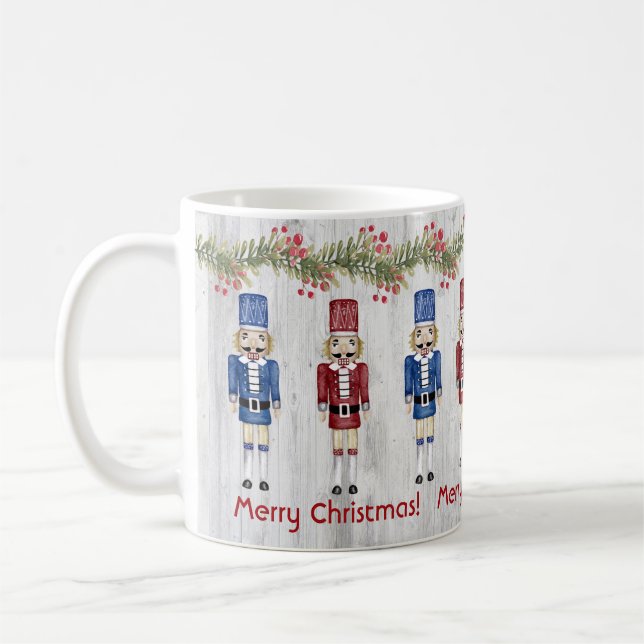 Whimsique Red Blue Nutcrackers God jul Kaffemugg (Vänster)