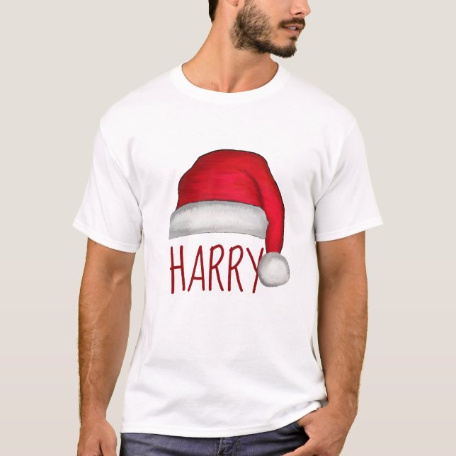 Whimsique Red Painting Santa Hat T Shirt (Framsida)