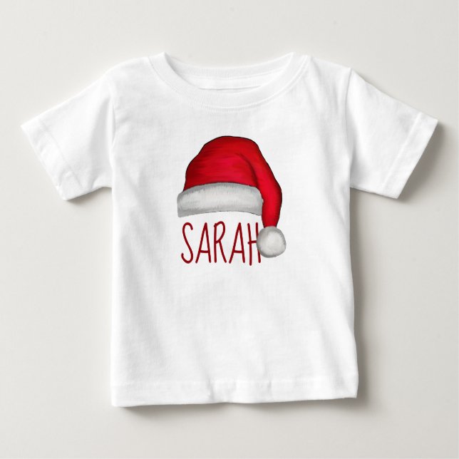 Whimsique Red Painting Santa Hat T Shirt (Framsida)