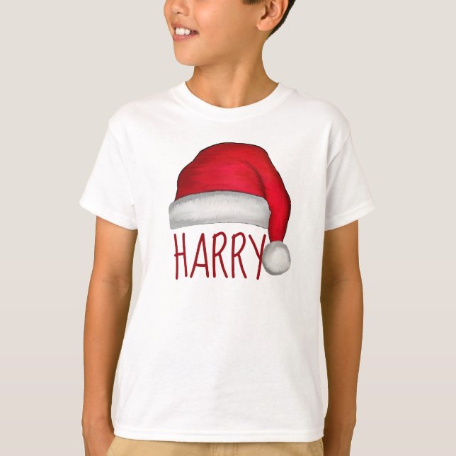 Whimsique Red Painting Santa Hat T Shirt (Framsida)