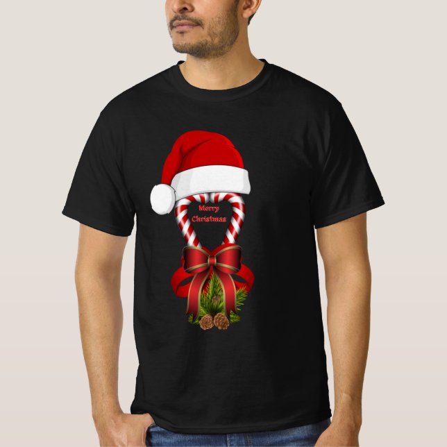 Whimsique Red Peppermint jul Candy cane T Shirt (Framsida)