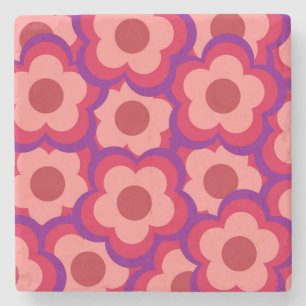Whimsique Red & Rosa Flower Retro, fet Preppy Stenunderlägg