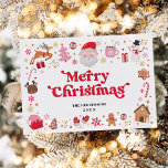 Whimsique Red Rosa Santa God jul Julkort<br><div class="desc">Fira magin i helgdagarna med detta fantastiska julkort, ett litet men meningsfullt sätt att förmedla ditt bästa önskemål och framsynta sinne till dina kära. Det här kortet har en underbar och lekfull illustration av älskad julklapp inslag, som på ett vackert sätt återges i en hjärtlig palett med rött, rosa och...</div>