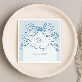 Whimsique Retro Blue Hand plockade Bow Baby Shower Pappersservett