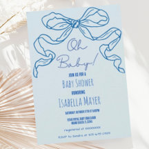 Whimsique Retro Blue Hand plockade Bow Oh Baby Sho