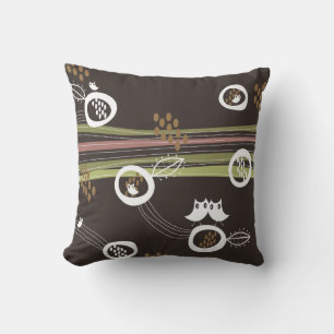 Whimsique Retro Brown Uggla-familjen Nest Cute Cus Kudde
