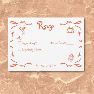 Whimsique Retro Hand plockade Sunset Orange Bröllo OSA Kort