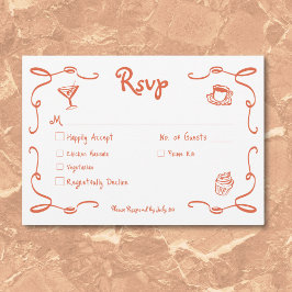 Whimsique Retro Hand plockade Sunset Orange Bröllo OSA Kort