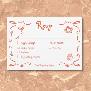 Whimsique Retro Hand plockade Sunset Orange Bröllo OSA Kort