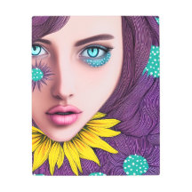 Whimsique Retro Pop Art Woman Abstrakt Flowers