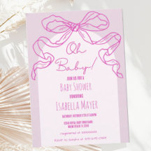 Whimsique Retro Rosa Hand plockade Bow Baby Shower