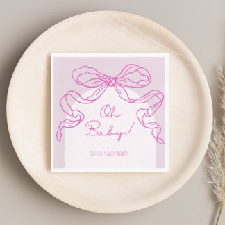 Whimsique Retro Rosa Hand plockade Bow Baby Shower Pappersservett
