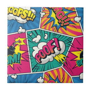 Whimsique Retro Tecknad Blast - Pop Art Kakelplatta