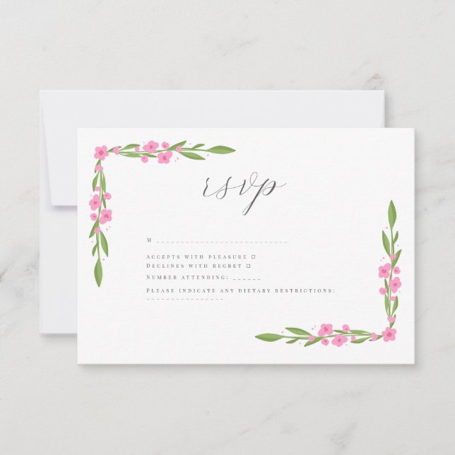 Whimsique Ribbon Blommigt Bröllop OSA Kort (Framsida)