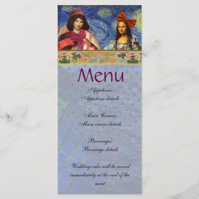 Whimsique Roligt Vintage bröllop Menu Meny (Framsida)