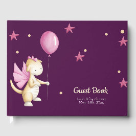 Whimsique Rosa Baby Dragon Girl Baby Shower Gästböcker