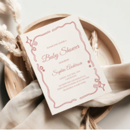Whimsique Rosa Baby Shower med Gnistra Gräns Inbjudningar