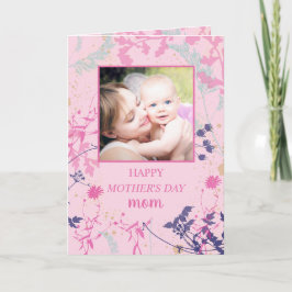 Whimsique Rosa Blommigt Mors dag Helgkort
