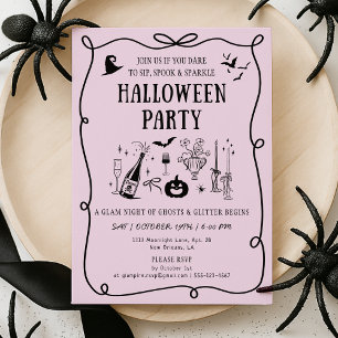 Whimsique Rosa Boos & Bows Halloween fest Inbjudningar