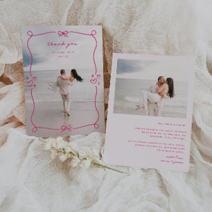 Whimsique Rosa Bröllop Photo Tack Kort