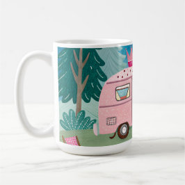 Whimsique Rosa Camper Van Camping Scene Kaffemugg