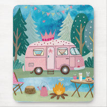 Whimsique Rosa Camper Van Camping Scene