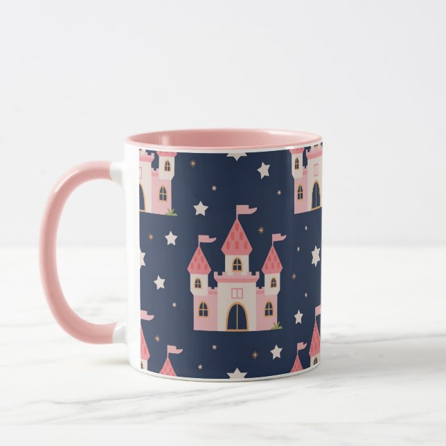 Whimsique Rosa Castle - Cute Fairytale-Inspired Mugg (Vänster)