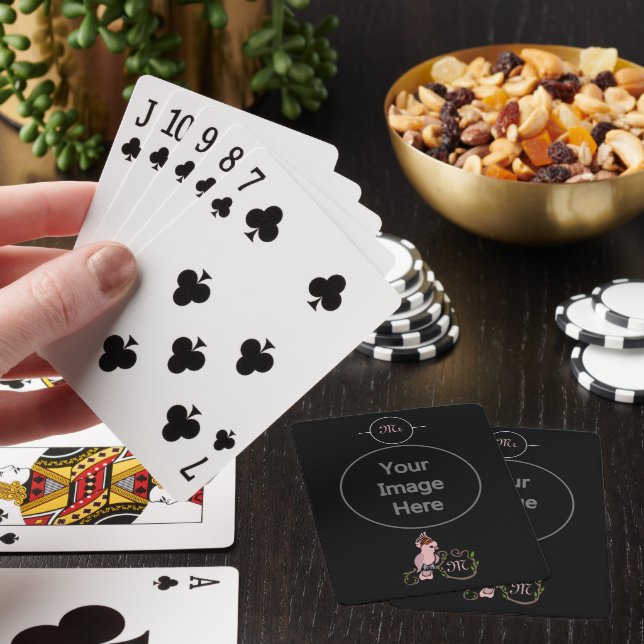 Whimsique Rosa Cockatoo Monogram Casinokort (På plats)