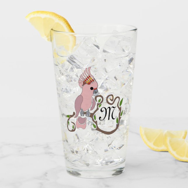 Whimsique Rosa Cockatoo Monogram Glaskopp (Framsida Ice)