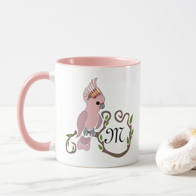 Whimsique Rosa Cockatoo Monogram Mugg (Med munk)