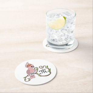 Whimsique Rosa Cockatoo Monogram Underlägg Papper Rund