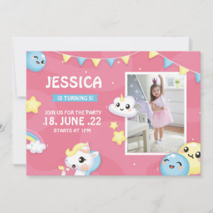 Whimsique Rosa Födelsedagsfest Girl Girl Pawty Not Anteckningskort