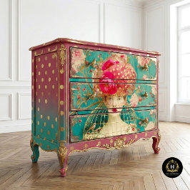 Whimsique Rosa Guld Polka Dot Blommigt Birdcage Ha