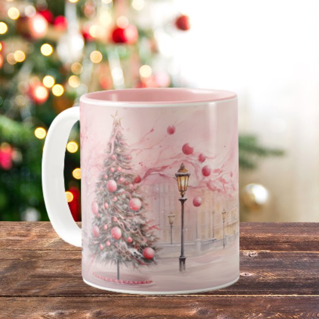 Whimsique Rosa Julgran-ballonger Två-Tonad Mugg (Skapare uppladdad)