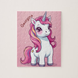 Whimsique Rosa Unicorn Personlig Kids Pussel