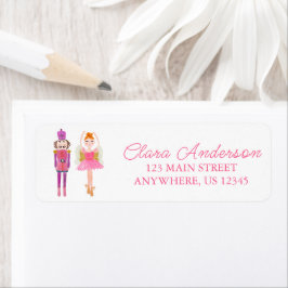 Whimsique Rosa Watercolor Nutcracker Return Returadress Etikett
