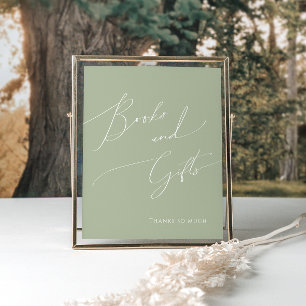 Whimsique Sage Grönt Baby Shower Bokar och present Poster