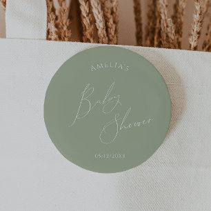 Whimsique Sage Grönt Baby Shower Knapp