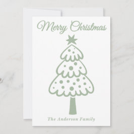 Whimsique Sage Grönt Hand plockade Julgran Julkort
