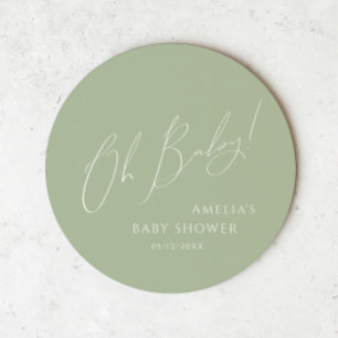 Whimsique Sage Grönt Oh Baby Underlägg Papper Rund