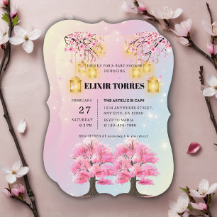 Whimsique Sakura Cherry Blommar Träd Baby Shower Inbjudningar