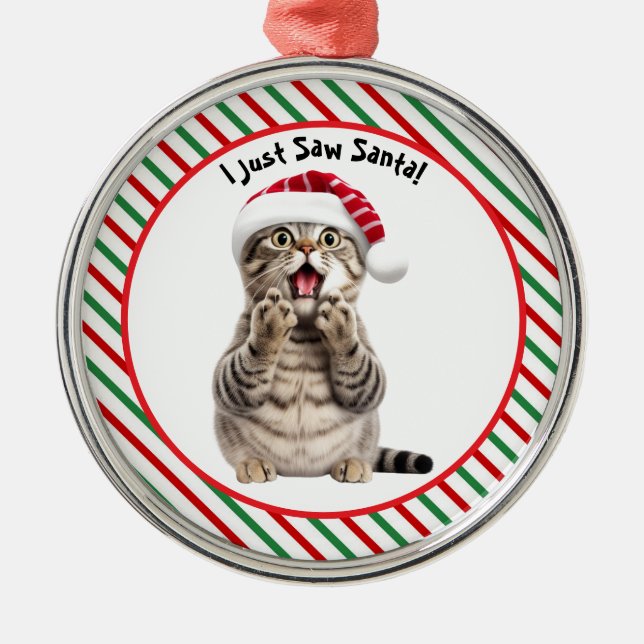 Whimsique Santa Kattunge Cute Cute Funny Julkatt Julgransprydnad Metall (Framsidan)