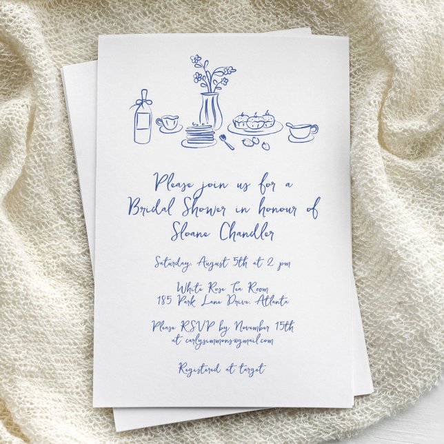 Whimsique Scribble Doodle Hand plockade Möhippa Inbjudningar (whimsical, sketchy, doodle, hand drawn bridal shower invitations)