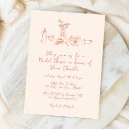 Whimsique Scribble Doodle Hand plockade Möhippa Inbjudningar