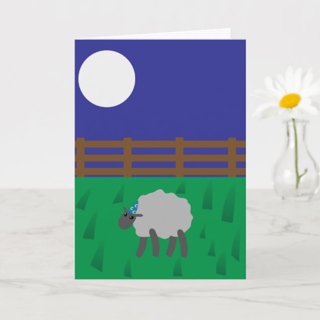 Whimsique Sheep Birthday, Grattis på födelsedagen  Kort (Liten växt)